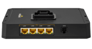 Compact ruggedized PoE Switch for the R1900 Series mobile router