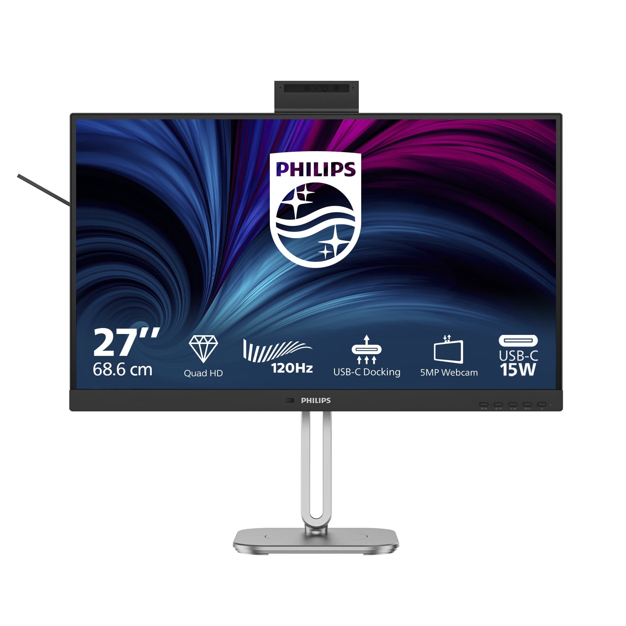PHILIPS PHILIPS 27B2U4601H/75 27" 16:9 QHD IPS LED 120HZ,4MS,USB-C DOCK,HDMI,DP/OUT,SPKR,H/ADJ,4YR 27B2U4601H