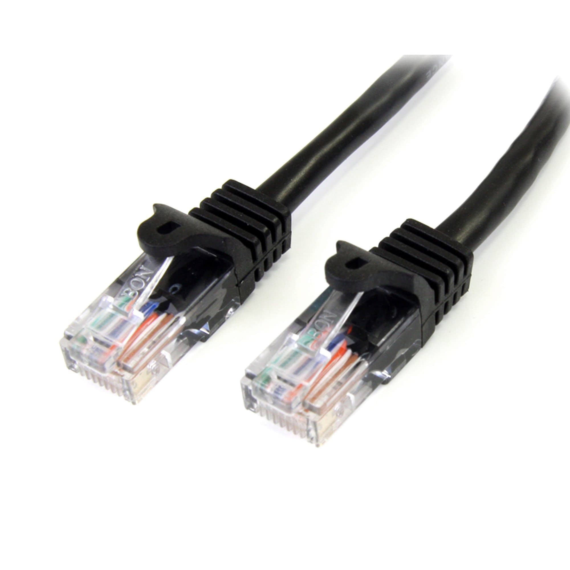 STARTECH STARTECH.COM 0.5M BLACK CAT5E / CAT 5 SNAGLESS ETHERNET PATCH CABLE 0.5 M LTW 45PAT50CMBK