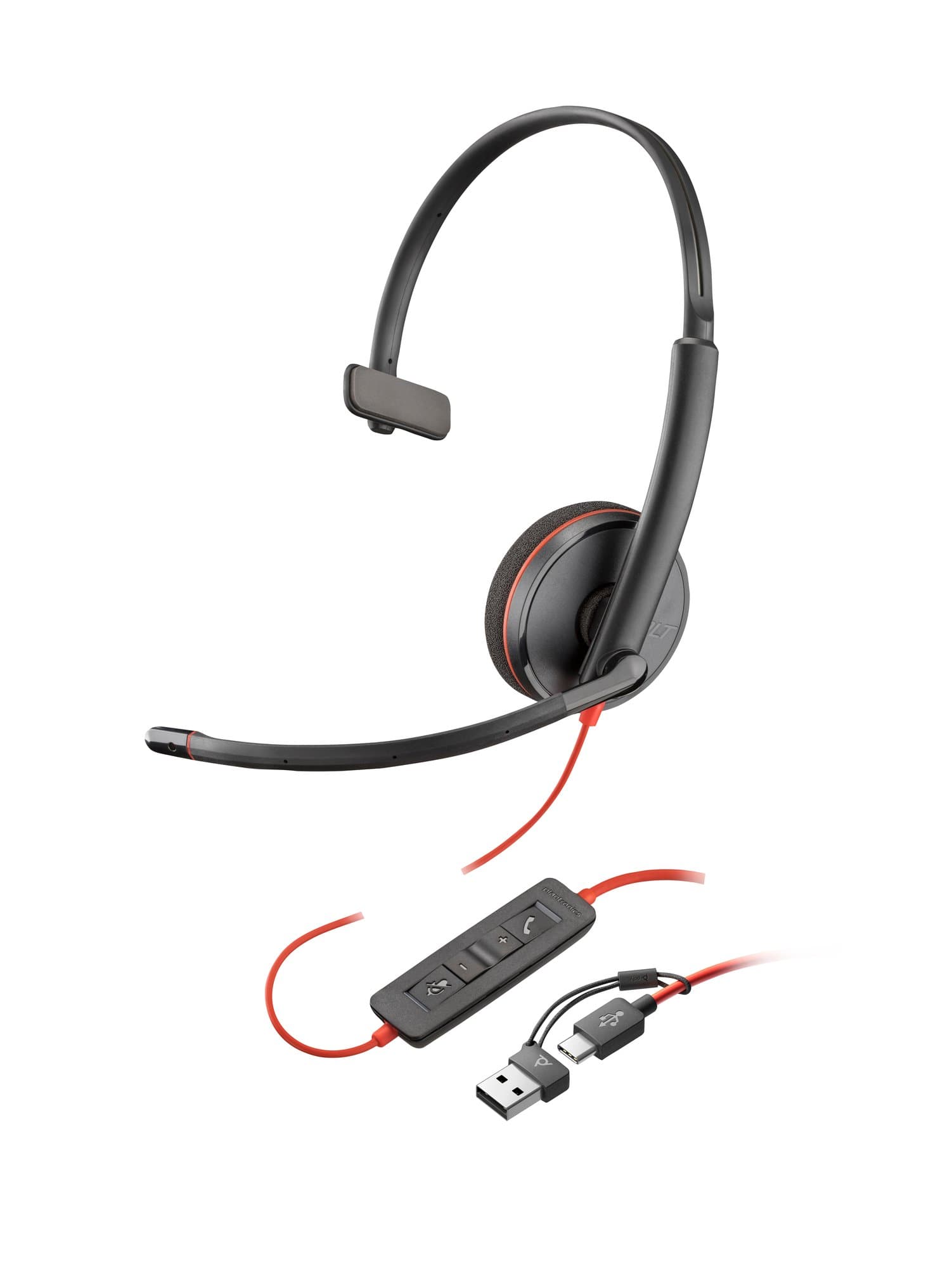 HP HP Poly Blackwire 3210 Monaural USB-C Headset +USB-C/A Adapter 8X214AA