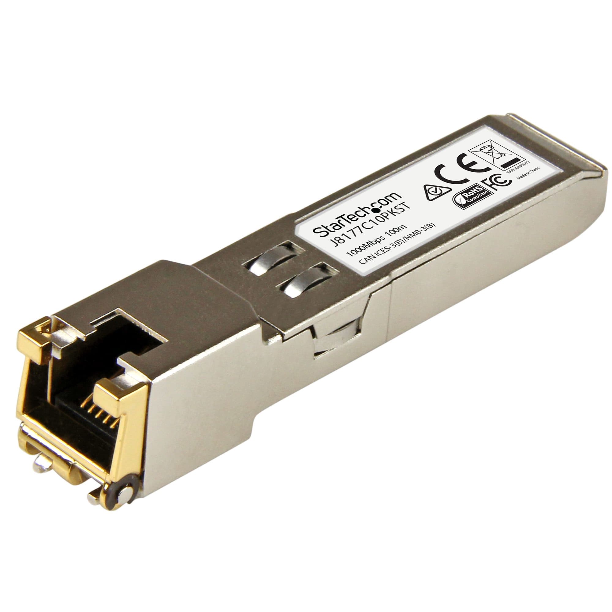 STARTECH STARTECH.COM HP J8177C COMPATIBLE SFP COPPER MODULE - 1000BASE-T - LIFETIME WARRANTY J8177C10PKST
