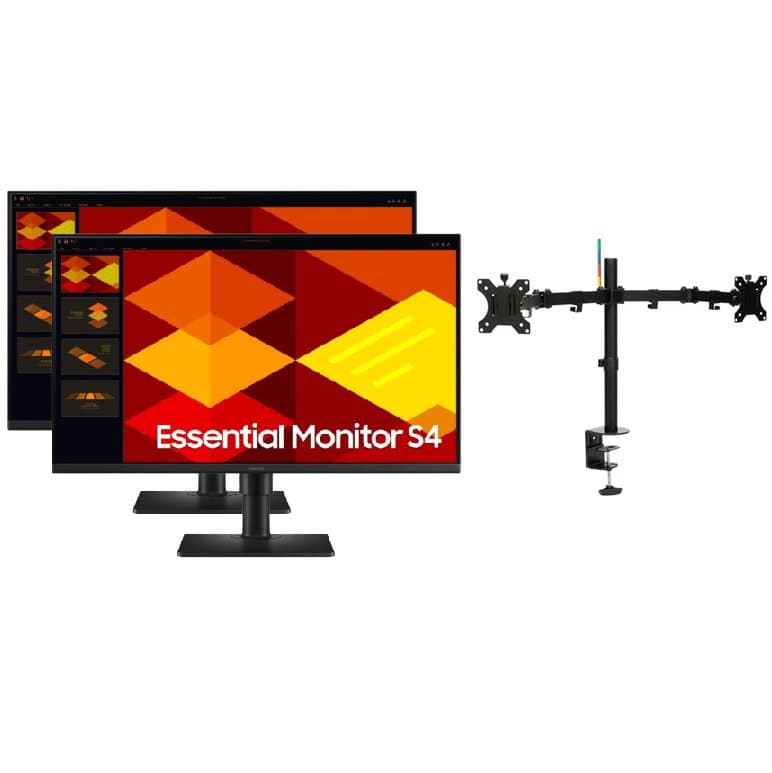 SAMSUNG 2x SAMSUNG S4 S402GD 27" (16:9) FHD IPS MONITOR, 100HZ, DP, HDMI + $20 DUAL MONITOR ARM LS27D402GEEXXY-ARM20