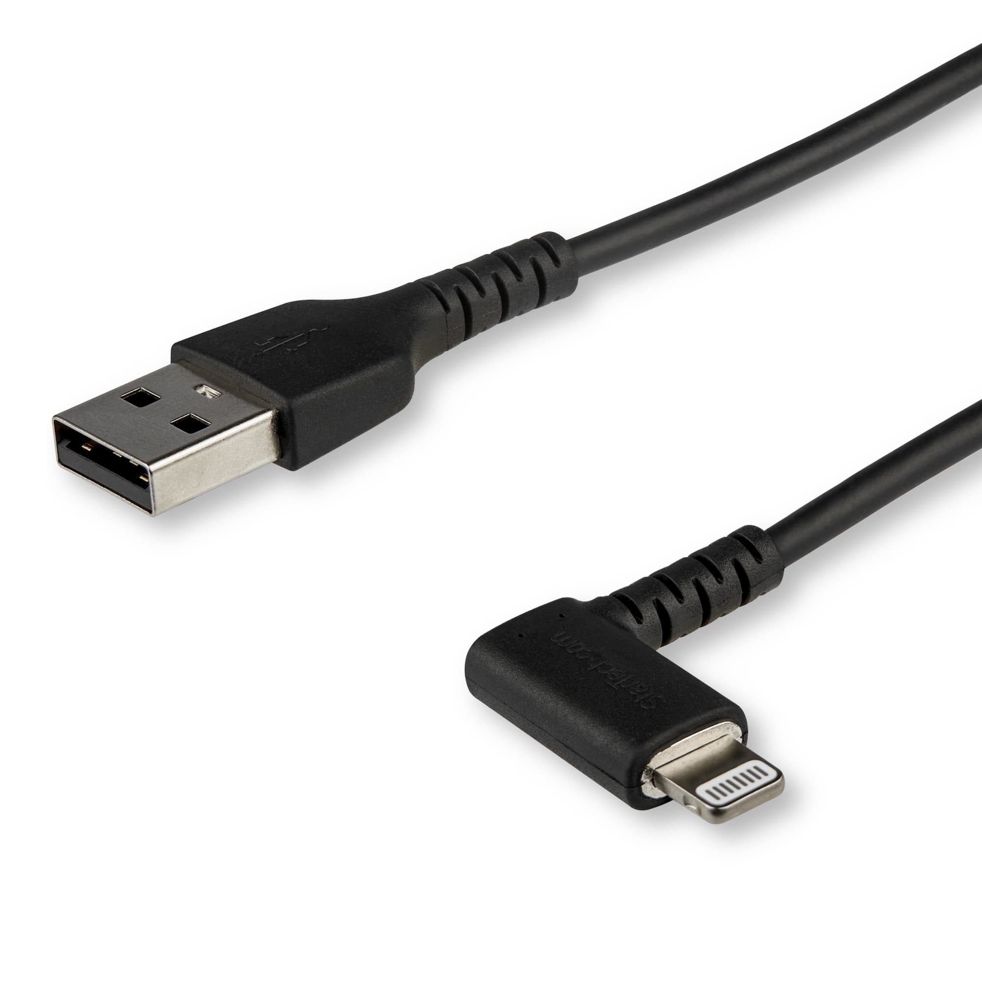 STARTECH STARTECH.COM 2M DURABLE ANGLED LIGHTNING TO USB CABLE - BLACK, 2 YR RUSBLTMM2MBR