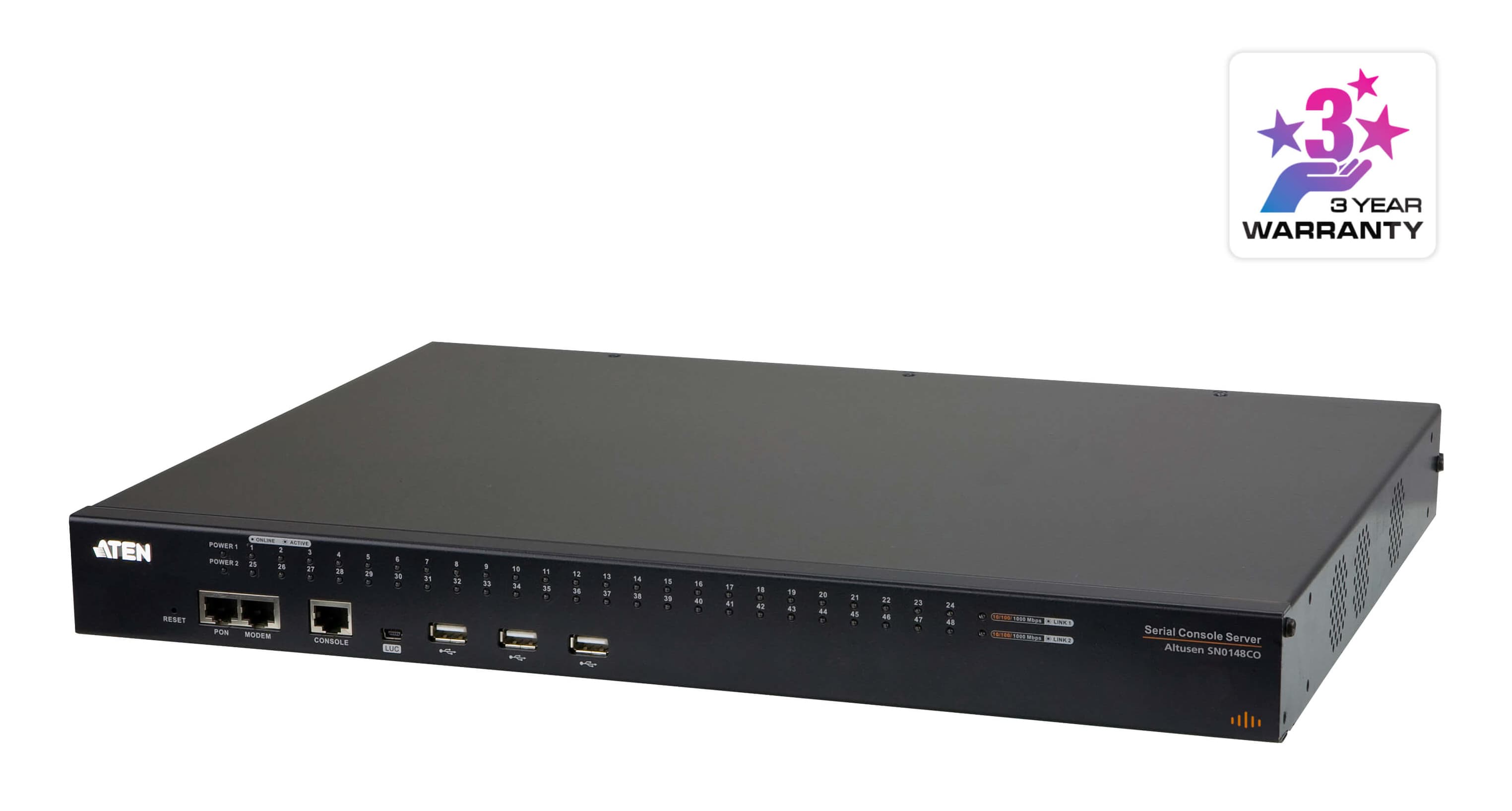 ATEN ATEN 48 PORT SERIAL CONSOLE SERVER OVER IP WITH DUAL AC POWER & DUAL LAN SUPPORT SN0148CO-AXA-U
