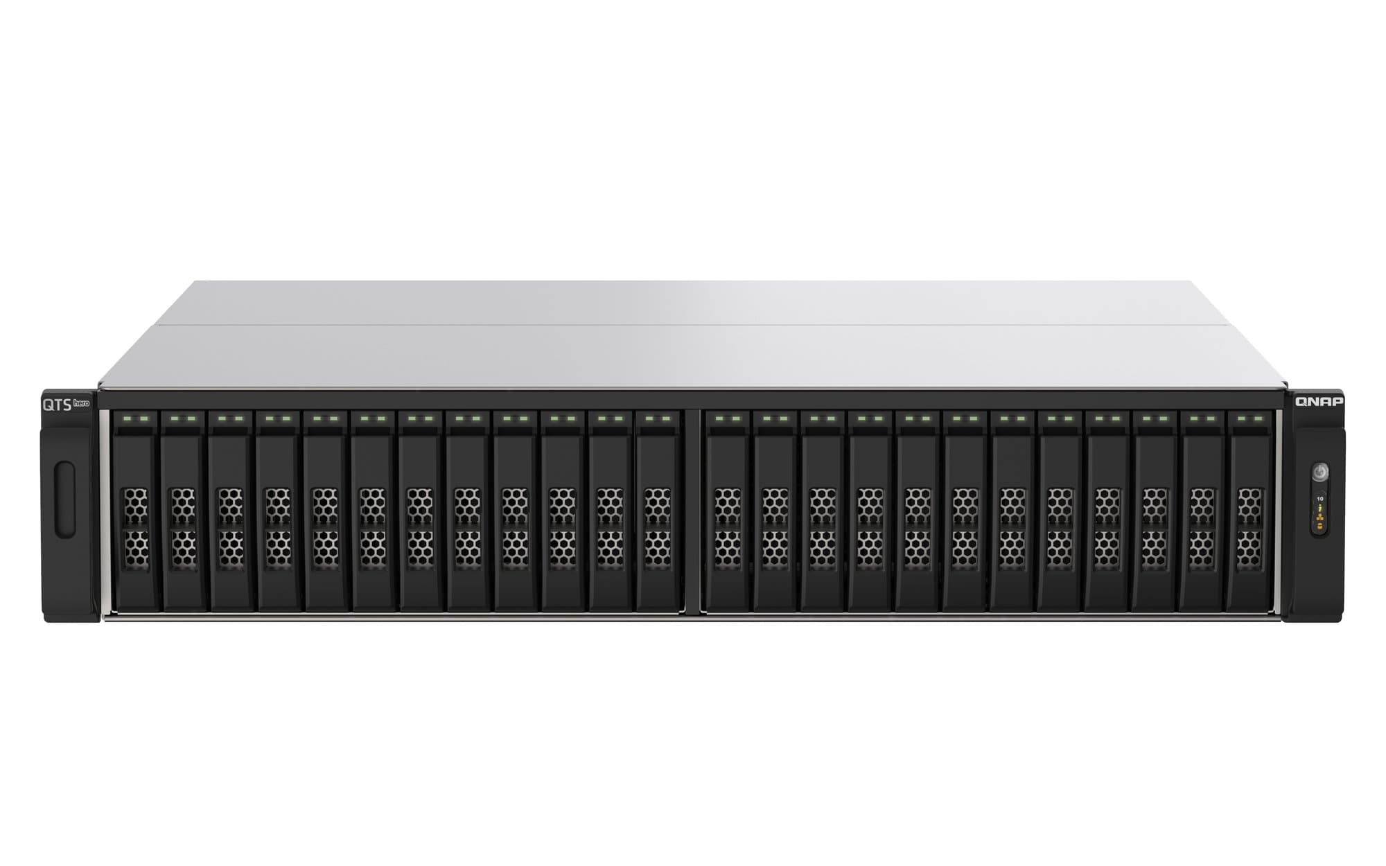 QNAP QNAP 24 BAY 2U RACKMOUNT ALL-FLASH NAS,AMD EPYC,3GHZ 16 CORE,128GB RAM,2.5/25GBE,RP,5YR TS-H2490FU-7302P-128G