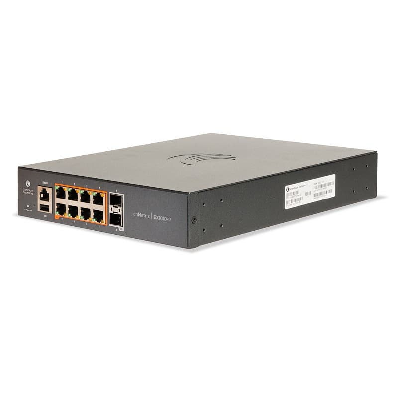 Cambium Networks Cambium cnMatrix EX1010-P Intelligent PoE+ Ethernet Switch with 8x 1GE & 2x SFP ports EX1010-P
