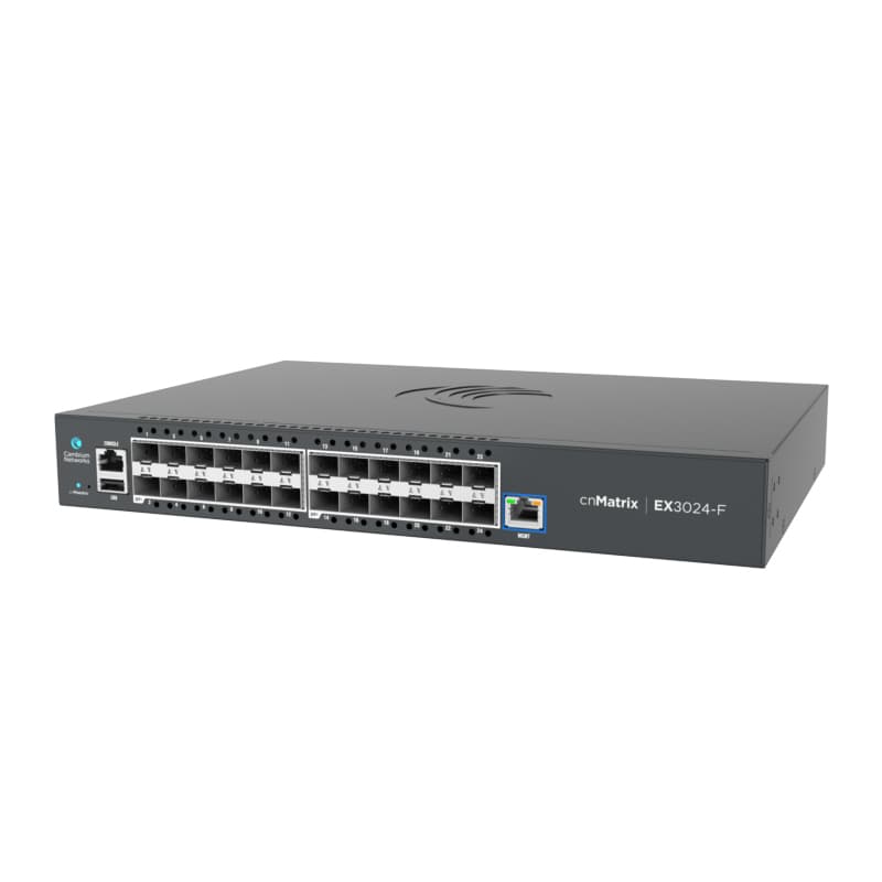 Cambium Networks Cambium cnMatrix EX3024F 24-Port SFP+ Intelligent Ethernet Fiber Aggregation Switch with dual internal AC power supplies EX3024F