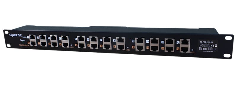 PoE World PoE World 12 Port Gigabit Midspan PoE Mode A+B Injector GPOE-12-1U