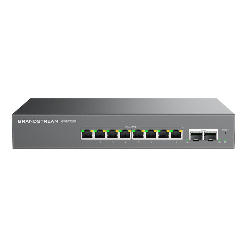 Grandstream Networks Grandstream GWN7721P Layer 2-Lite Managed Multi-Gig Switch, 8 x 2.5 GigE, 2 x 10G SFP+ (8 x PoE/PoE+) GWN7721P