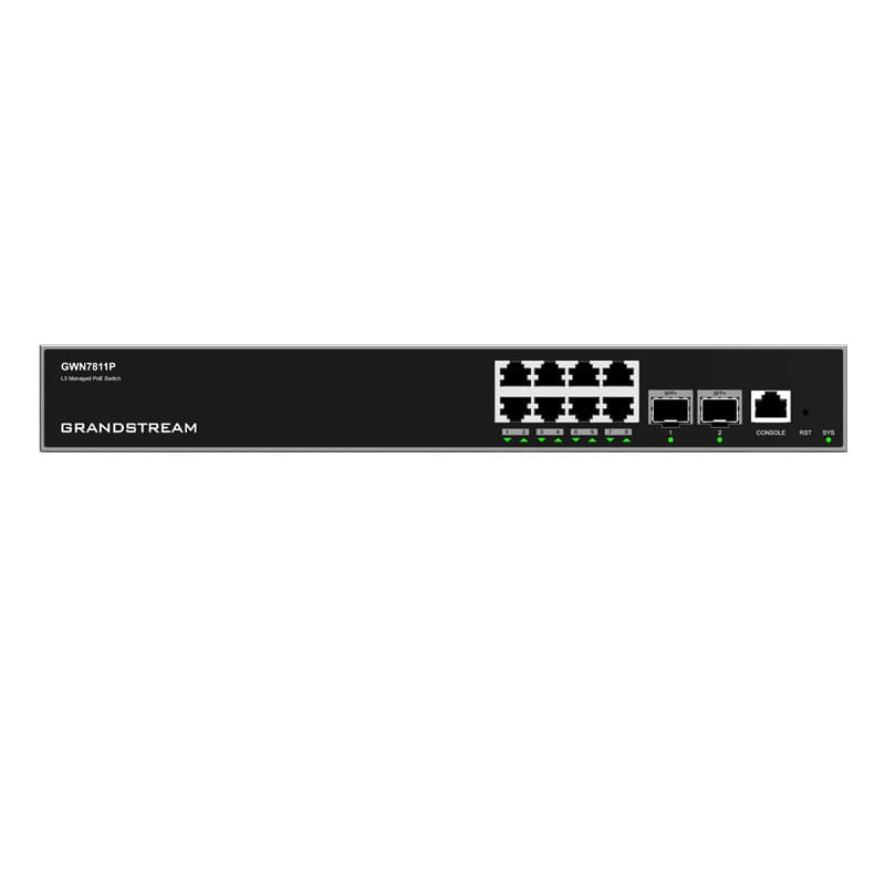 Grandstream Networks Grandstream GWN7811P Enterprise Layer 3 Managed PoE Network Switch with 8 x GigE and 2 x SFP+ GWN7811P