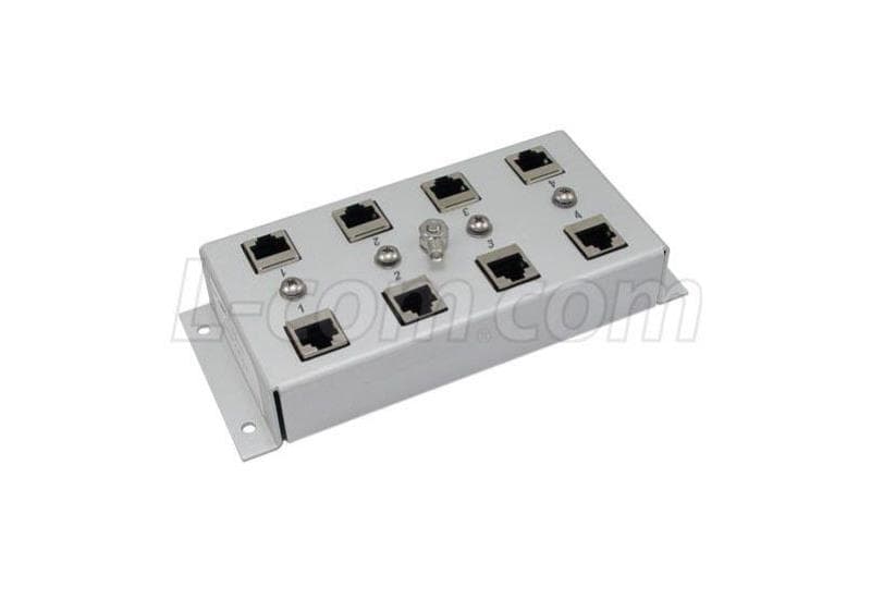 L-com L-Com CAT6 4 Port 10/100/1000 Base-T Gas Tube Lightning Protector LP-21