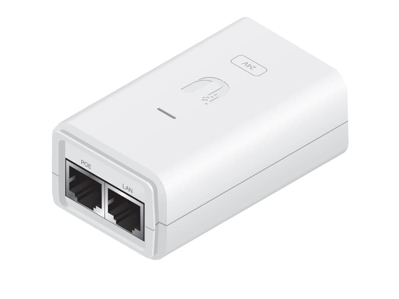 Ubiquiti Ubiquiti 24VDC 0.3A White Gigabit Passive Power over Ethernet Injector POE-24-7W-G-WH