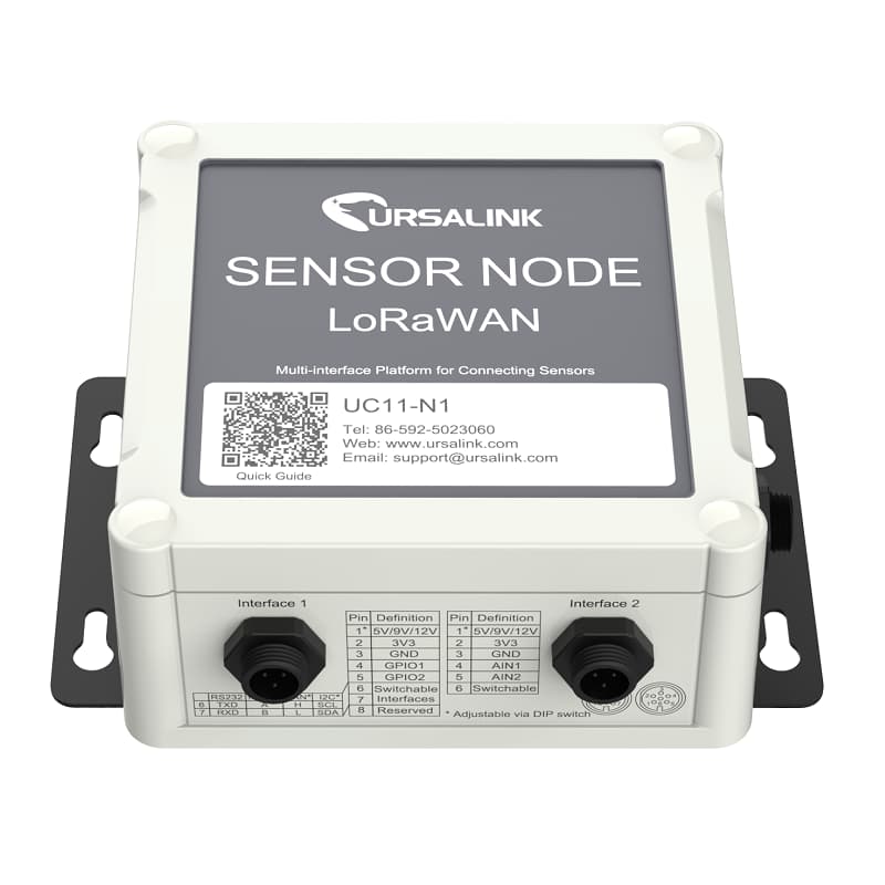 Milesight IoT Ursalink DC powered LoRaWAN EU868 Client with GPIO, RS232/RS485 switchable, 3.3V output, 5/9/12 V output and input 4-20mA or 0-10V Switchable UC11-N1-DC-868