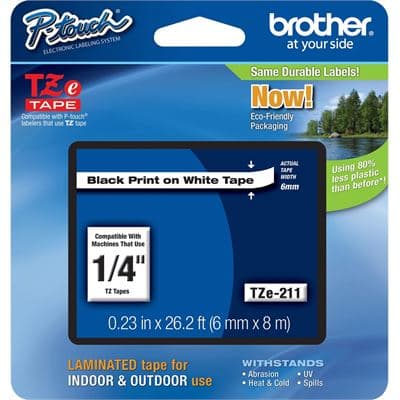 BROTHER BROTHER TZe211 6mm x 8m Standard laminated Black 1536047