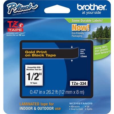 BROTHER BROTHER TZe334 12mm x 8m Standard laminated Gold 1536060