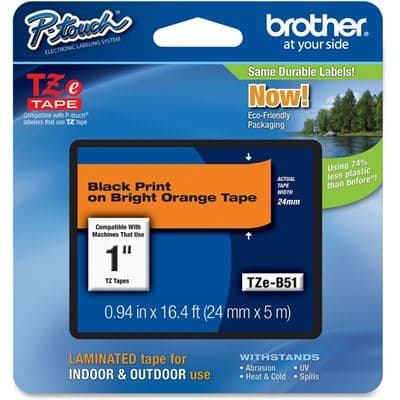BROTHER BROTHER TZEB51 : Laminated tape black on fluro o 1711183