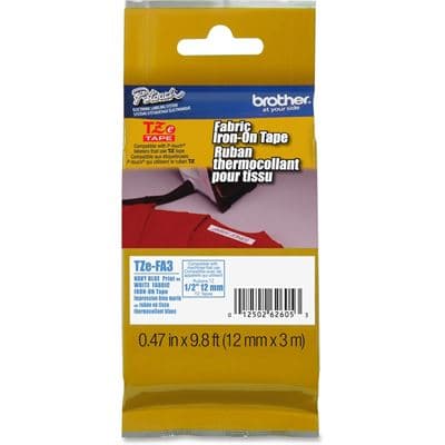 BROTHER BROTHER TZEFA3 : Iron on Fabric Tape Blue on Whi 1838800