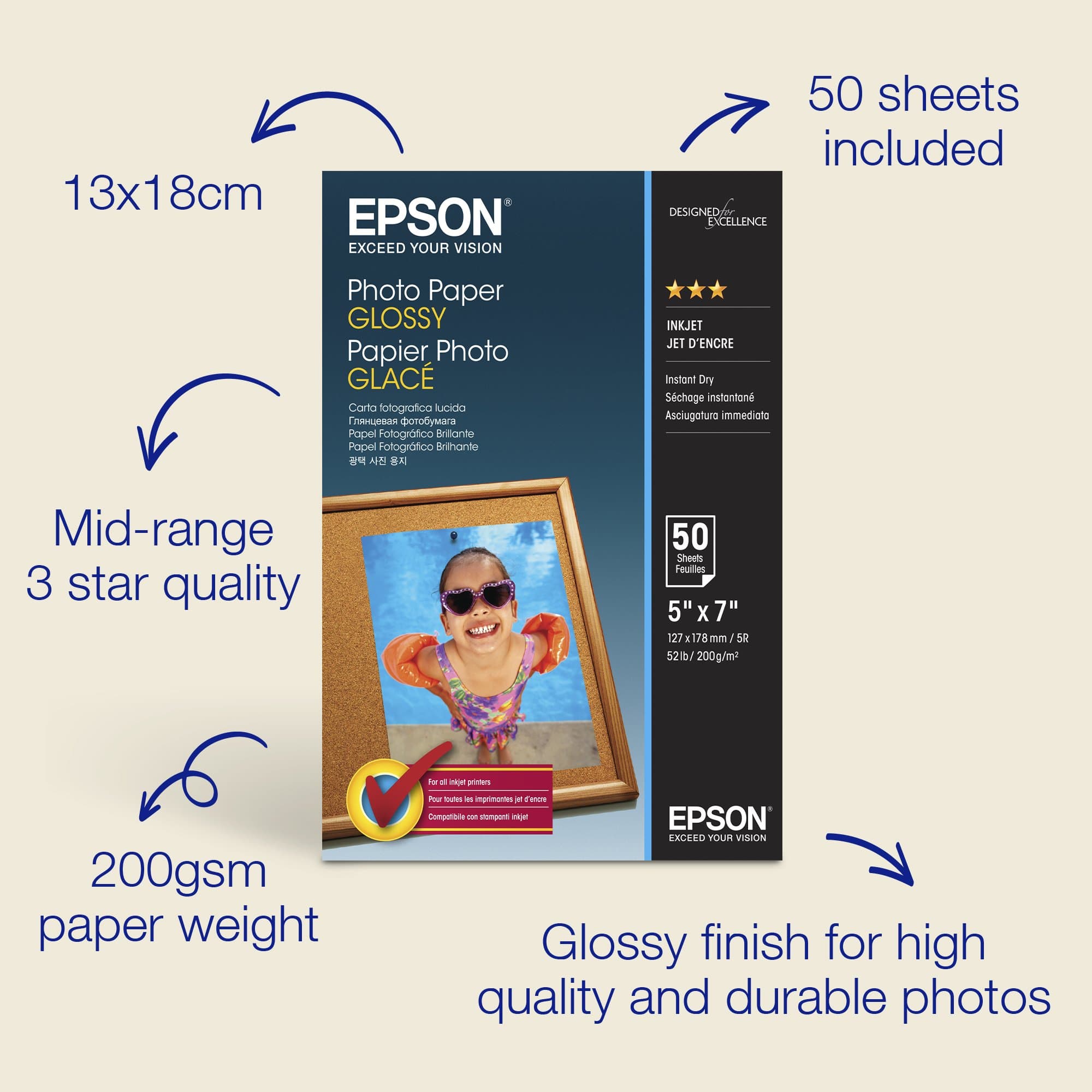 EPSON EPSON PHOTO PAPER GLOSSY 13X18CM 50 SHEET IN 2557212
