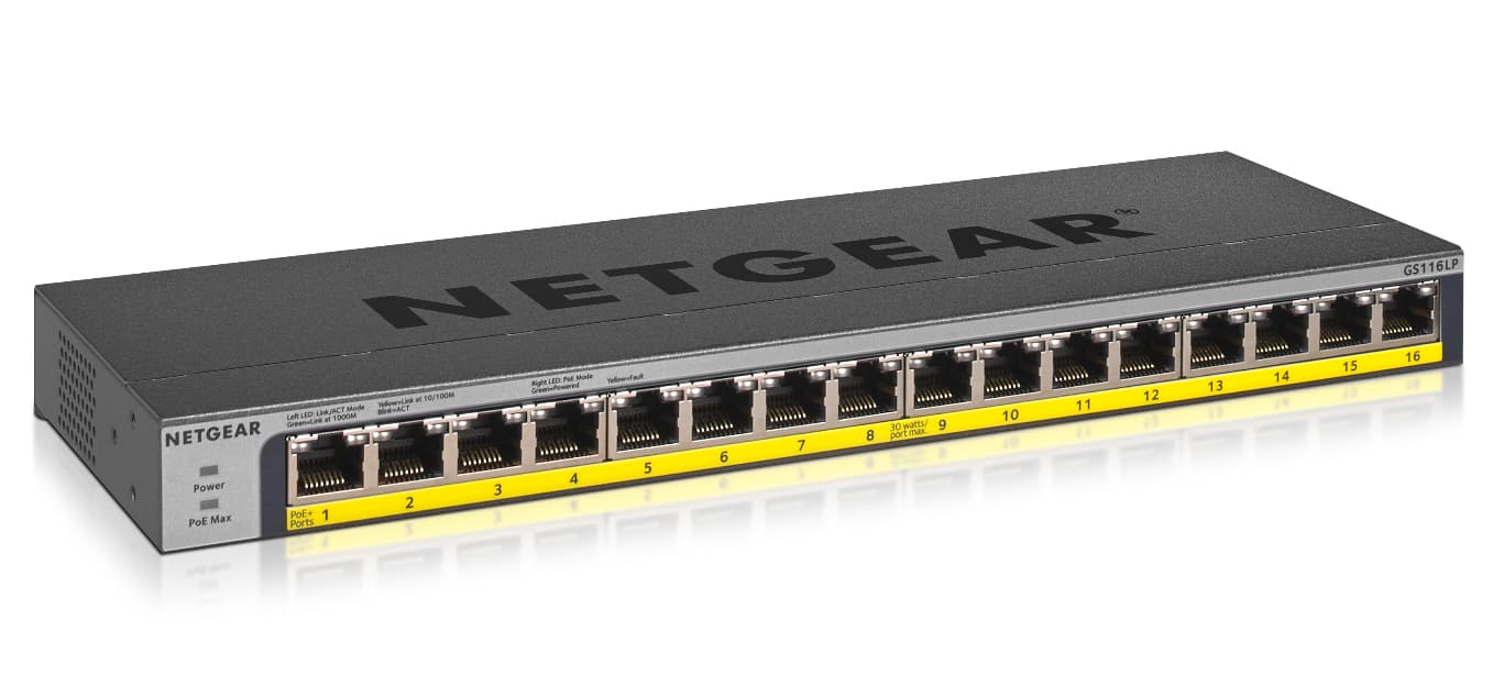 NETGEAR NETGEAR GS116LP 16-PORT POE/POE+ UNMNGD SWITCH 4252682