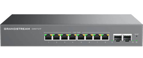Grandstream Networks GWN7721P Layer 2-Lite Managed Multi-Gig Switch- 8 x 2.5 GigE- 2 x 10G SFP+ 506256