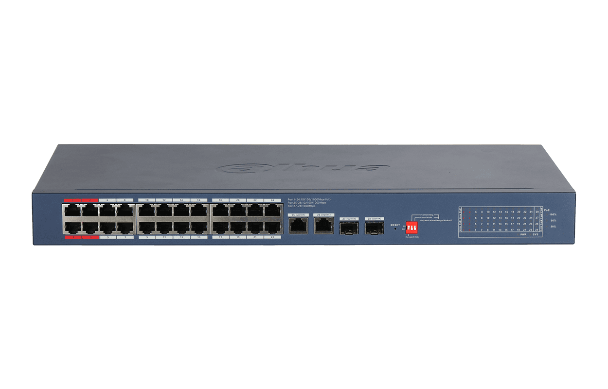 Dahua 28-Port Cloud Managed Desktop Gigabit Switch with 24-Port PoE DH-CS4228-24GT-375-V2