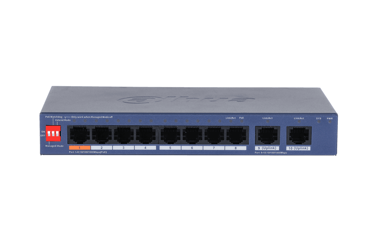 Dahua 10-Port Cloud Managed Desktop Gigabit Switch with 8-Port PoE DH-CS4010-8GT-110-V2
