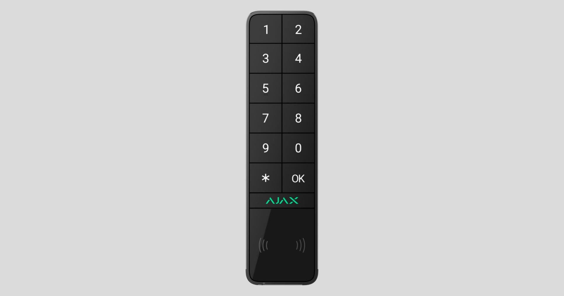 Ajax Wireless keypad supporting authentication via Pass Tag smartphones and codes. For outdoor and indoor use. Black 99971 KeyPad Outdoor Jeweller