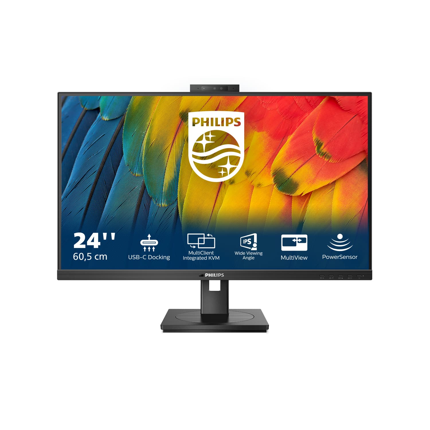 PHILIPS 24B1U5301H/75 23.8" 16:9 1080P FHD IPS LCD,HDMI,DP,DOCK,RJ45,CAM,H/ADJ,SPKR, 4YR