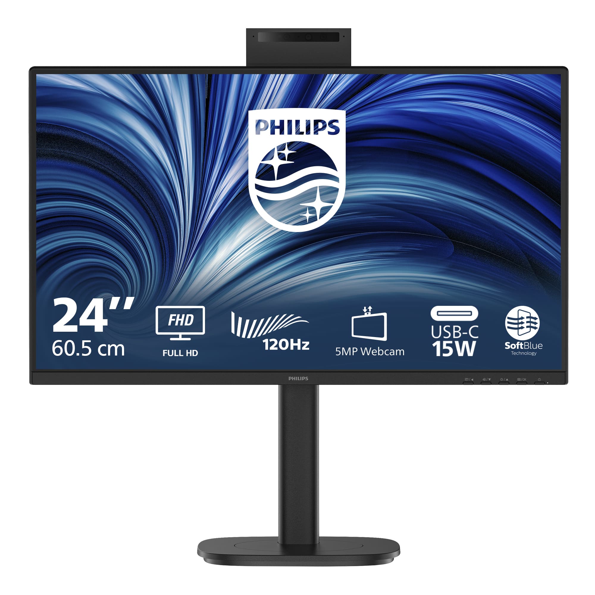 PHILIPS 24B2N3200JH/75 24" 16:9 1080P FHD IPS LED 120HZ,4MS,VGA,HDMI,DP,H/ADJ,CAM,SPKR,4YR
