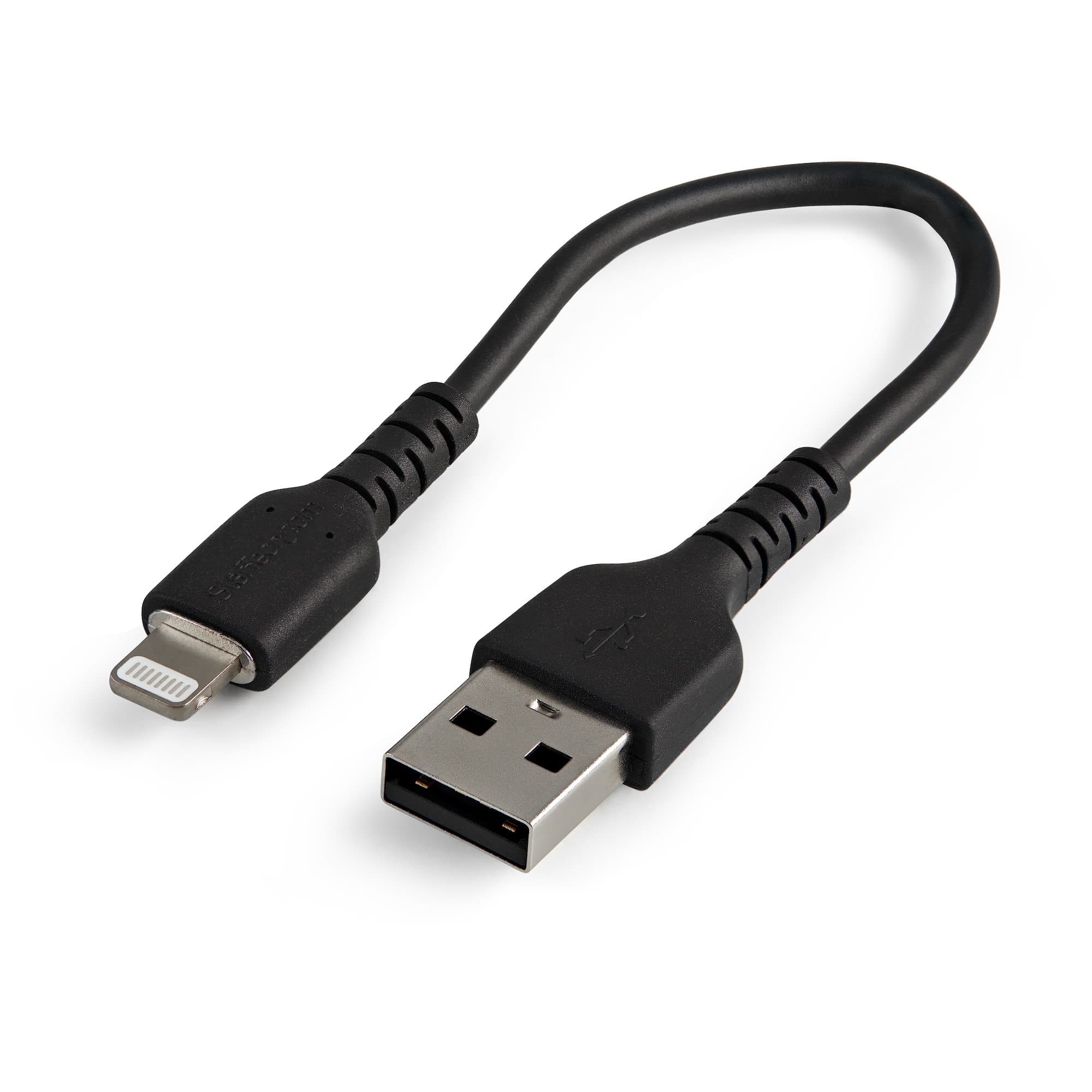 STARTECH.COM 15CM USB TO LIGHTNING CABLE - APPLE MFI CERTIFIED - BLACK, 2 YR