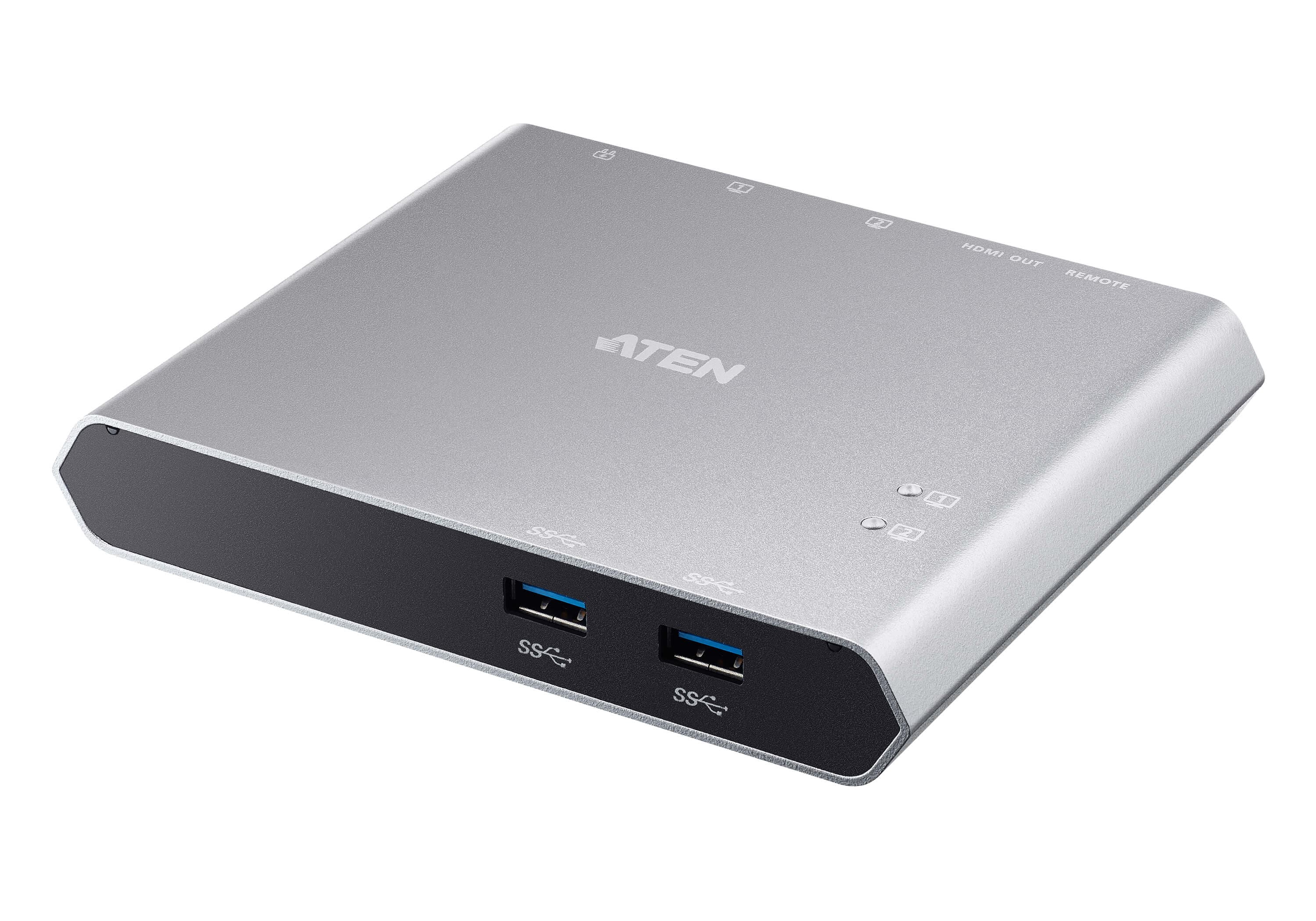ATEN 2 PORT USB-C GEN 1 DOCK SWITCH WITH POWER PASS-THROUGH