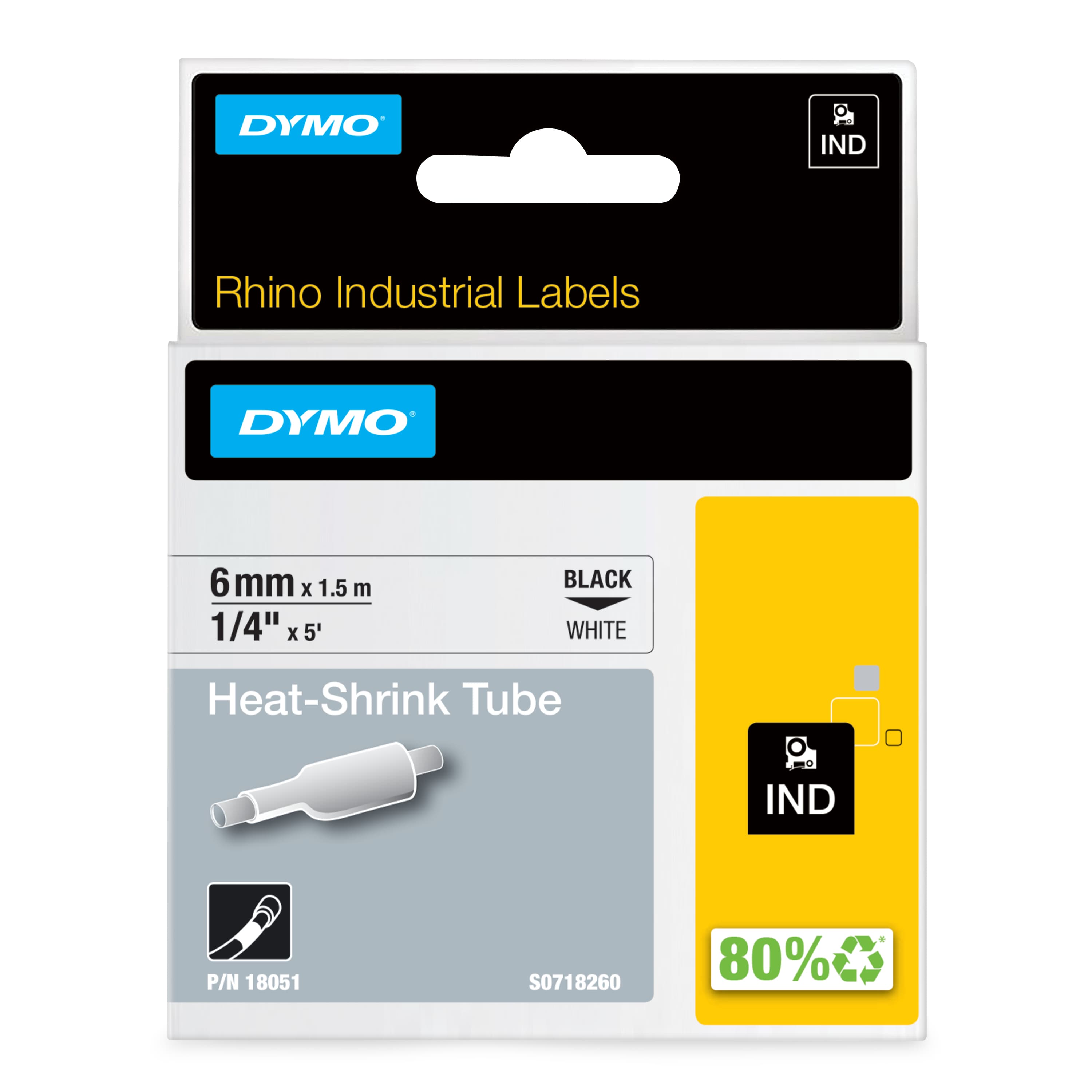 Dymo DYMO Genuine Rhino Industrial Labels- Heat Shrink Tube 6mm Black 18051