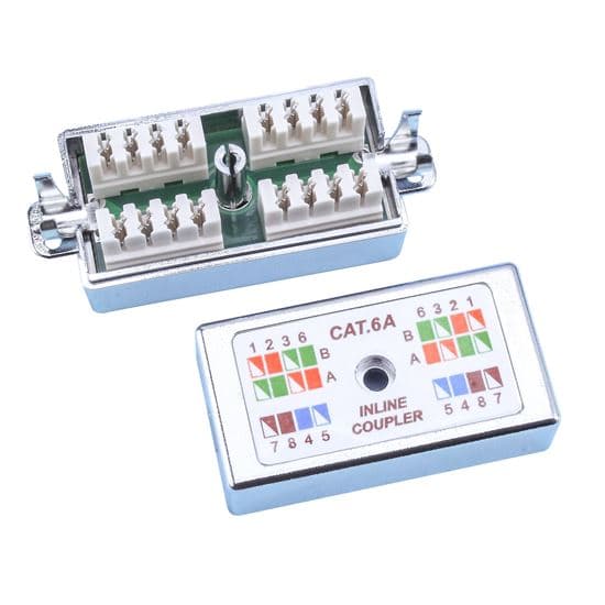 Dynamix DYNAMIX Cat6A STP Inline Coupler, Punch Down. Silver Colour. RoHS A-PD-C6AS
