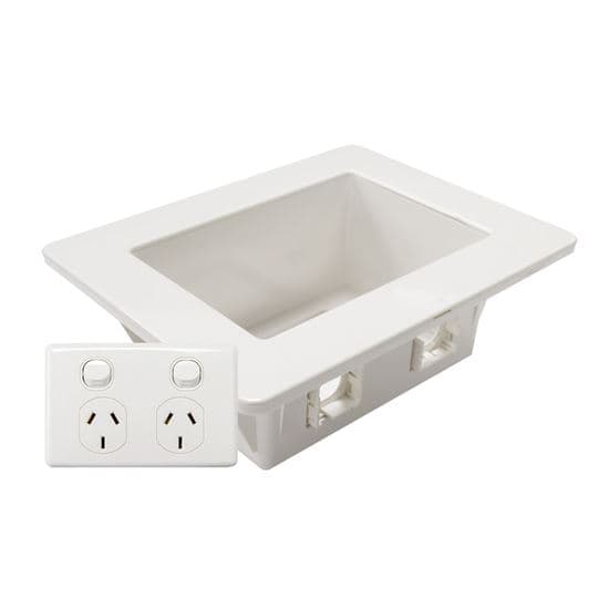 Dynamix DYNAMIX Recessed Wall Box with 2x AMDEX style outlets. Incl Dual Port AV-RPS03
