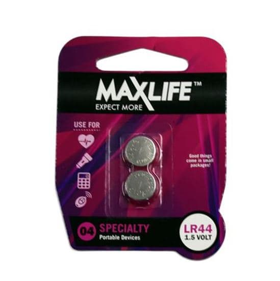 Maxlife MAXLIFE LR44 Alkaline Button Cell Battery. 2Pk. BAT44-A2
