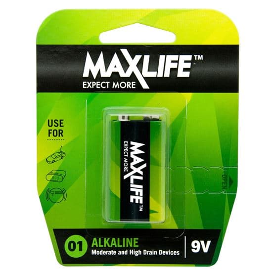 Maxlife MAXLIFE 9V Alkaline Battery 1 Pack Long Lasting Alkaline Formula. BAT9V-A1