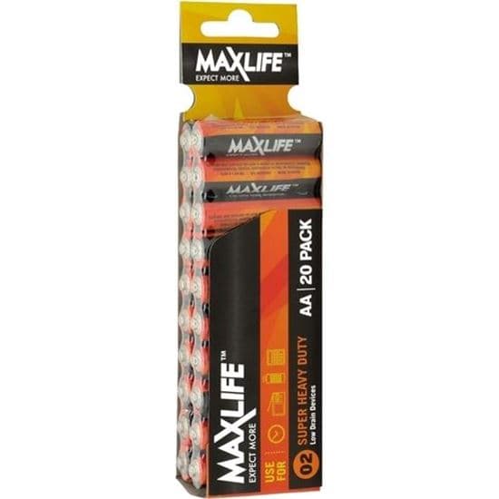 maxlife MAXLIFE AA Super Heavy Duty Battery 20 Pack Long Lasting Carbon BATAA-S