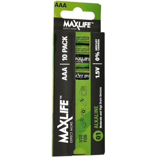 maxlife MAXLIFE AA A  Alkaline Battery 10 Pack Long Lasting Alkaline Formula. BATAAA-A10