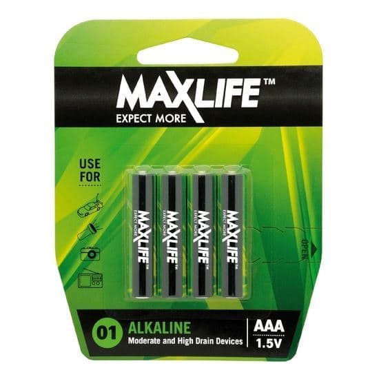 Maxlife MAXLIFE AAA  Alkaline Battery 4 Pack Long Lasting Alkaline Formula. BATAAA-A4