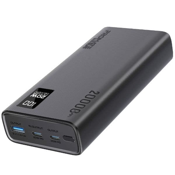 Promate 20000mAh Super Slim Smart Charging Power Bank 20W Dual USB-C & 1x 22.5W USB-A QC 3.0 BOLT-20PD-BLK