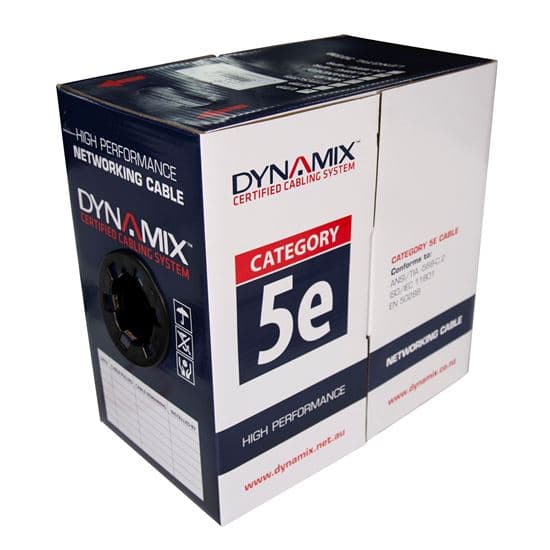 Dynamix DYNAMIX 305m Cat5E UTP EXTERNAL Solid Cable, 24AWGx4P 100MHz, C-C5EEXT-SLDBK