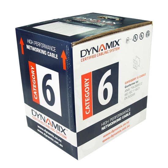 Dynamix DYNAMIX 305m Cat6 Orange UTP SOLID Cable Roll, 250MHz, 23AWGx4P, PVC C-C6-SLDORA