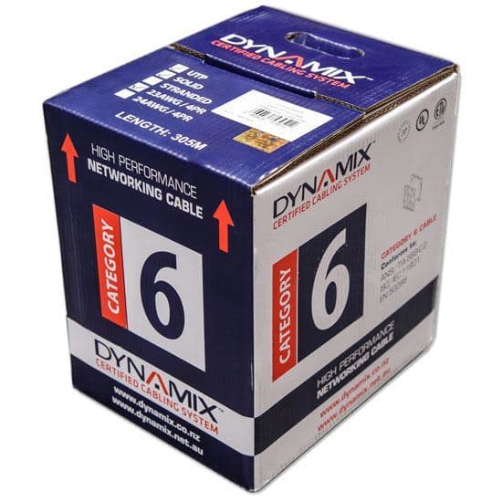 Dynamix DYNAMIX 305m Cat6 Yellow UTP SOLID Cable Roll, 250MHz, 23AWGx4P, PVC C-C6-SLDYELLOW
