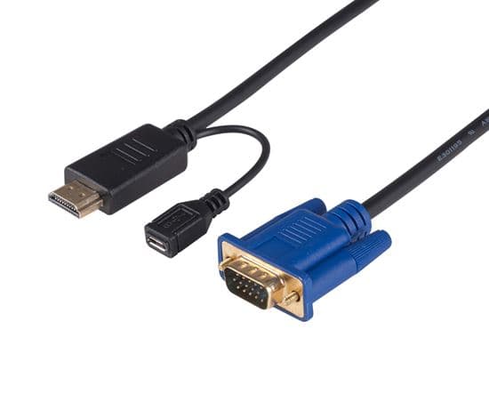 Dynamix DYNAMIX 2m HDMI to VGA Cable, Includes Micro USB Female. Optional C-HDMIVGA-2M