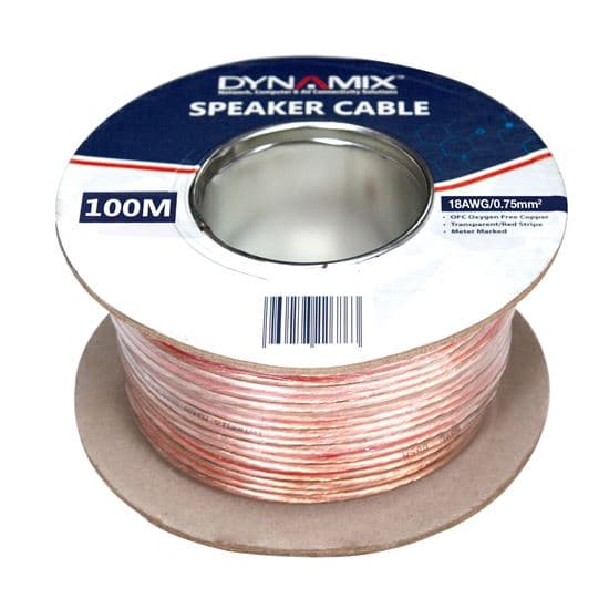 Dynamix DYNAMIX 100m 18AWG PVC Speaker Cable. Bare Copper. Metre Marked. CA-SPK18-100