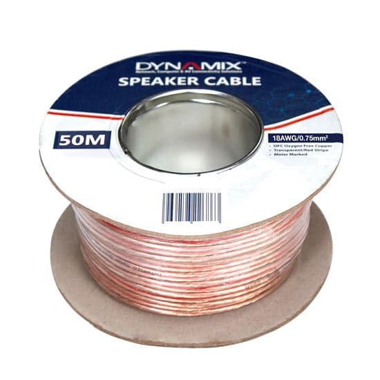 Dynamix DYNAMIX 50m 18AWG PVC Speaker Cable. Bare Copper. Metre Marked. CA-SPK18-50