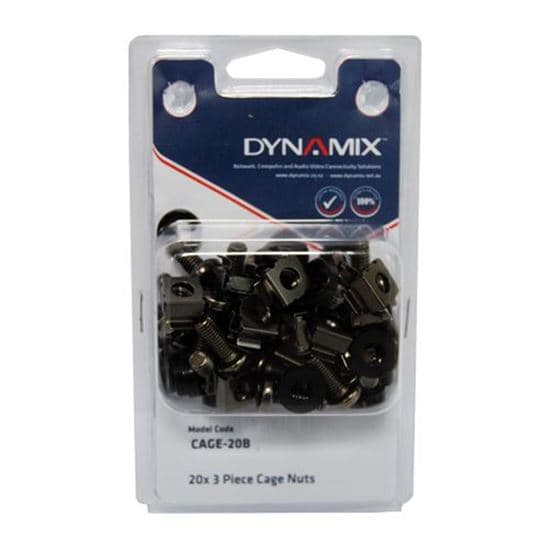 Dynamix DYNAMIX 20pc Pack, 3 Piece Cage Nut, Black (Re-sealable Pack) M6 CAGE-20B