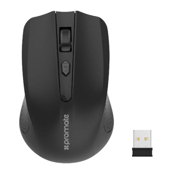 PROMATE Ergonomic Wireless Mouse 2.4GHz Wireless Technology Works W/ A Range Of Up To 10m CLIX-8-BLK