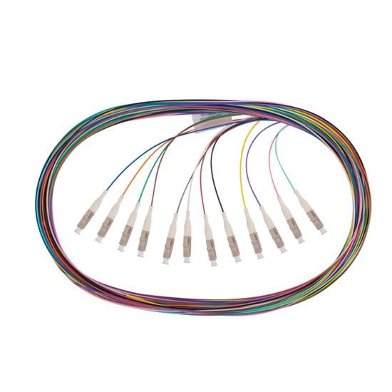 Dynamix DYNAMIX 2M LC Pigtail OM3 12x Pack Colour Coded, 900um Multimode FPT-OM3LC-12
