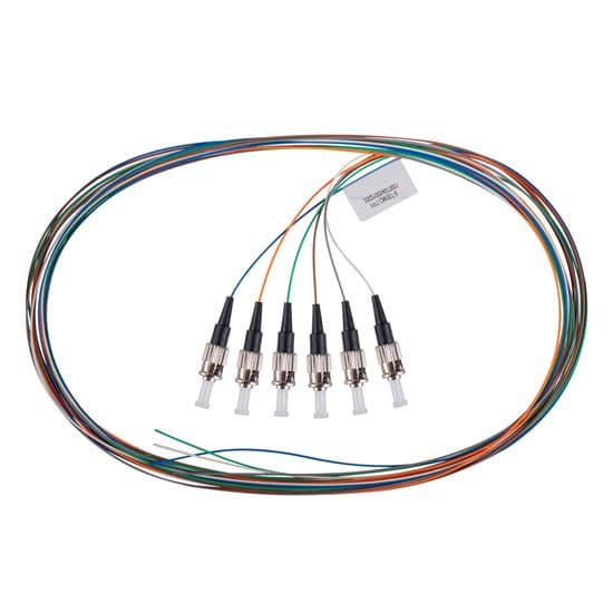 Dynamix DYNAMIX 2M ST Pigtail OM3 6x Pack Colour Coded, 900um Multimode FPT-OM3ST-6